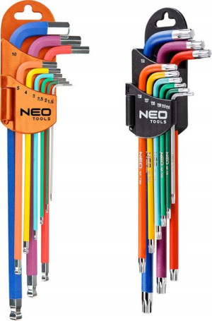 Neo Klucze Imbus Kulką Hex Torx Długie Zestaw
