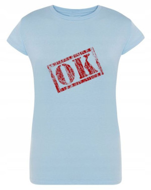 T-Shirt damski nadruk napis OK Rozm.S