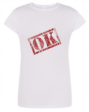 T-Shirt damski nadruk napis OK Rozm.XXL