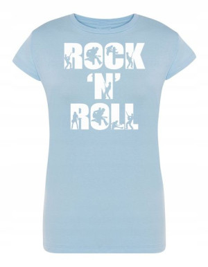 T-Shirt damski nadruk napis Rock’n Roll r.XXL
