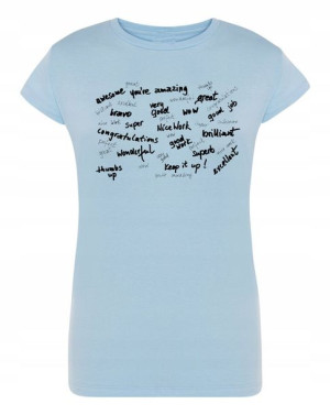 T-Shirt damski nadruk NAPISY WELL DONE r.L