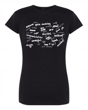 T-Shirt damski nadruk NAPISY WELL DONE r.S