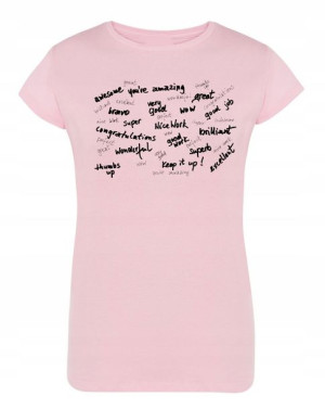 T-Shirt damski nadruk NAPISY WELL DONE r.S