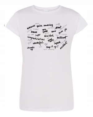 T-Shirt damski nadruk NAPISY WELL DONE r.S