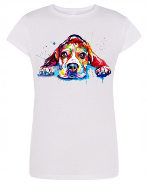 T-Shirt damski nadruk pies Beagle r.XXL
