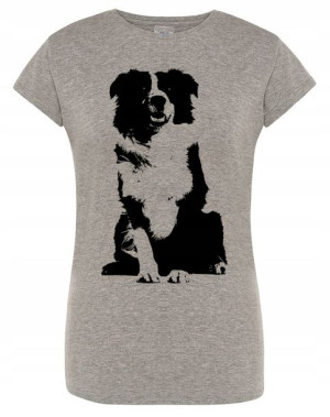 T-Shirt damski nadruk pies Border Collie r.M