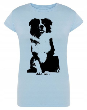 T-Shirt damski nadruk pies Border Collie r.XL