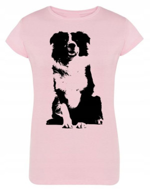 T-Shirt damski nadruk pies Border Collie r.XL