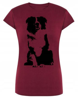 T-Shirt damski nadruk pies Border Collie r.XXL