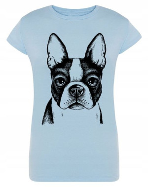 T-Shirt damski nadruk pies Boston Terrier r.L