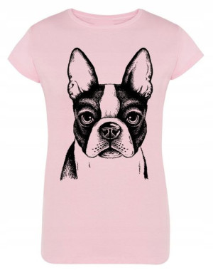 T-Shirt damski nadruk pies Boston Terrier r.S