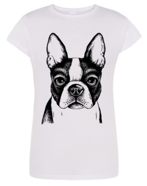 T-Shirt damski nadruk pies Boston Terrier r.S