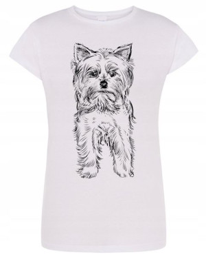 T-Shirt damski nadruk pies Yorkshire Terrier r.L