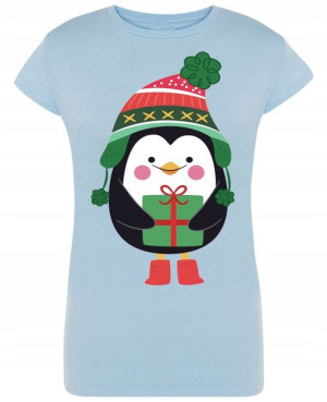 T-Shirt damski nadruk Pingwin R.XL