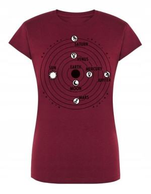 T-Shirt damski nadruk PLANETY ZIEMIA r.XXL