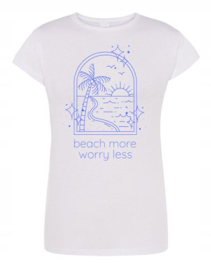 T-Shirt damski nadruk Plaża Słońce Morze r. L