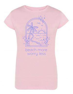T-Shirt damski nadruk Plaża Słońce Morze r. S