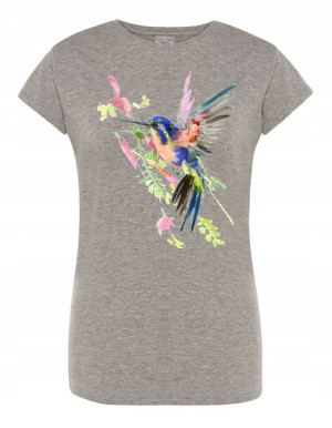 T-Shirt damski nadruk ptak KOLOROWY KANAREK r.L