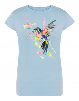 T-Shirt damski nadruk ptak KOLOROWY KANAREK r.M