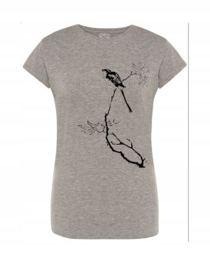 T-Shirt damski nadruk Ptak na Gałęzi r.L