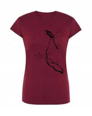 T-Shirt damski nadruk Ptak na Gałęzi r.M
