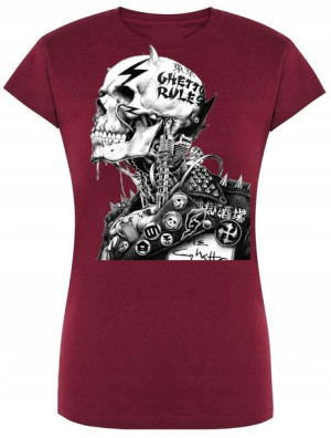 T-Shirt damski nadruk Punk Czaszka Rozm.S