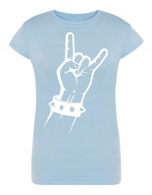 T-Shirt damski nadruk ręka znak Rock’n Roll r.L