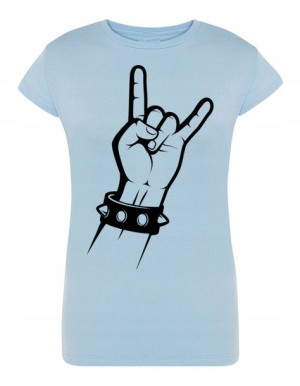 T-Shirt damski nadruk ręka znak Rock’n Roll r.XL