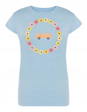 T-Shirt damski nadruk RETRO Van Bus Kwiatki r.M