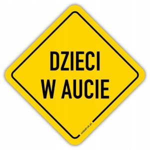 DZIECI W AUCIE naklejka laminowana