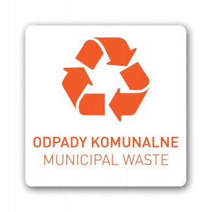 recykling ODPADY KOMUNALNE naklejka 120x120 PL/EN