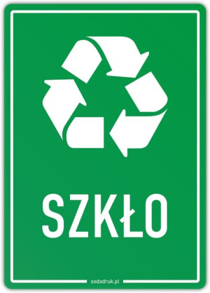 SZKŁO naklejka na kosz, segregacja odpadów A6