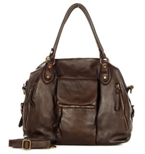 Torba biznesowa bowling retro bag skórzana - MARCO MAZZINI czekoladowy brąz