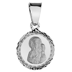 Srebrny Medalik Matka Boska Częstochowska Madonna Srebro Wisiorek 925