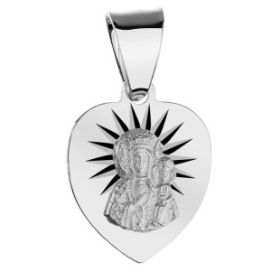 Srebrny Medalik Matka Boska Częstochowska Madonna Srebro Wisiorek 925