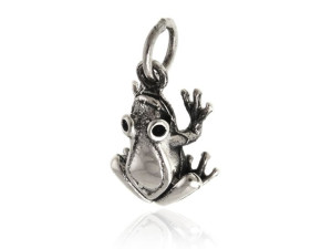 Oksydowany Ciemny Srebrny Wisiorek Żaba Żabka Frog