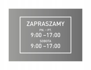 Godziny otwarcia naklejka na szybę v1