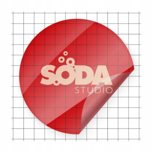 naklejki PRZEŹROCZYSTE 100x100mm z LOGO 81szt.