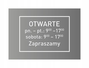 Godziny otwarcia naklejka na szybę v2