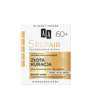 AA 60+ Złota Kuracja krem ujędrniająco-wzmacniający twarz szyja dekolt 50ml