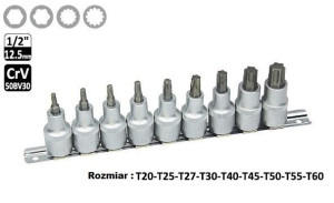 Klucze nasadowe trzpieniowe TORX na szynie 1/2", 9 cz SELTA