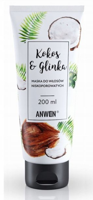 Anwen Maska do włosów Kokos i Glinka niskoporowate