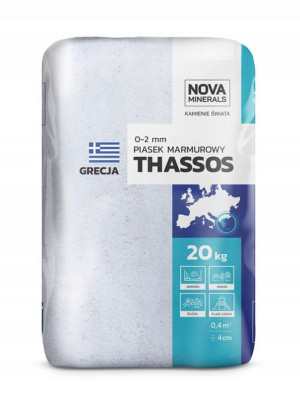 Grys biały Thassos 0-2mm 20kg Nova Minerals Piasek