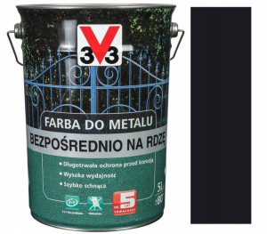 V33 Farba Do Metalu Bezpośrednio Na Rdzę Czarna 5l