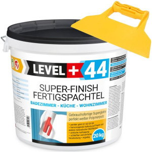 LEVEL+ Zestaw Gładź Polimerowa Q4 20kg L+44 i Szpachla Plastikowa Gładka