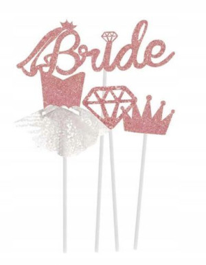 Toppery na tort BRIDE rose gold PANIEŃSKI 4szt