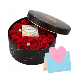 Flower Box Na Walentynki Zapachowa Świeca Róże Mydlane