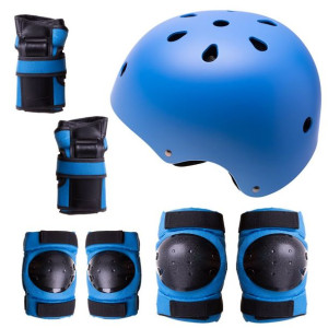 Kask + Ochraniacze Na Rolki / Deskorolkę / Rower - Niebieski, Rozmiar S