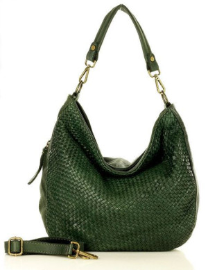 Torebka skórzana pleciona na ramię high quality hobo leather bag - MARCO MA