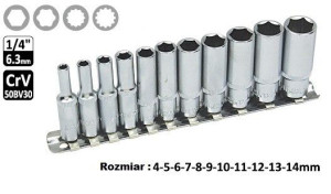 Nasadki długie na szynie 1/4", 11 cz klucze nasadowe SELTA
